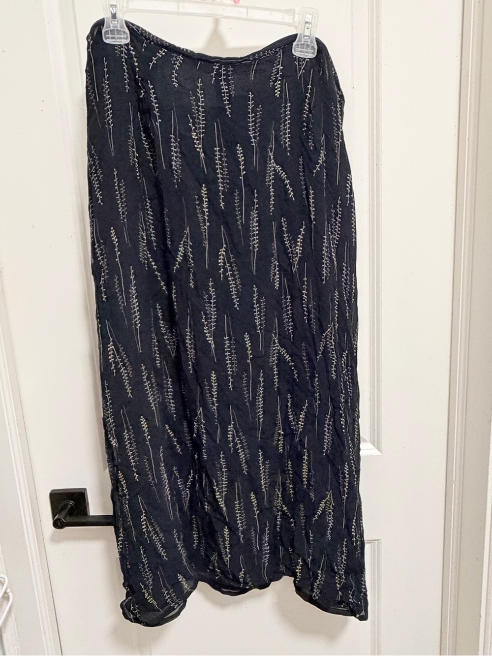 Merona Black Maxi Skirt with Cream Botanical Print